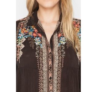 Johnny Was embroidered Clarissa brown shirt dress